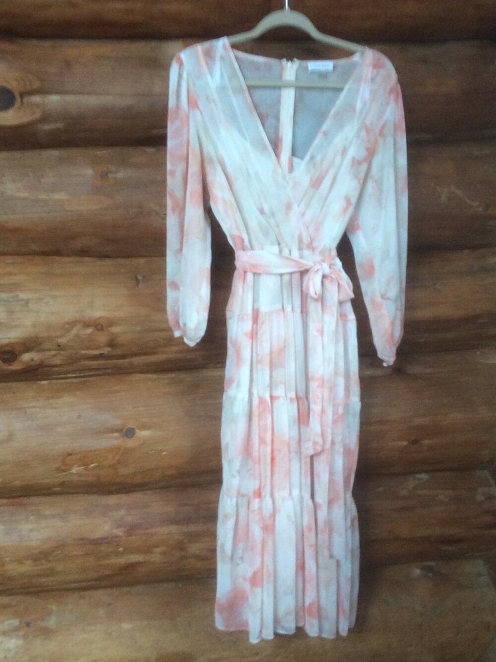 Floral Wrap Maxi Dress in Soft Peach